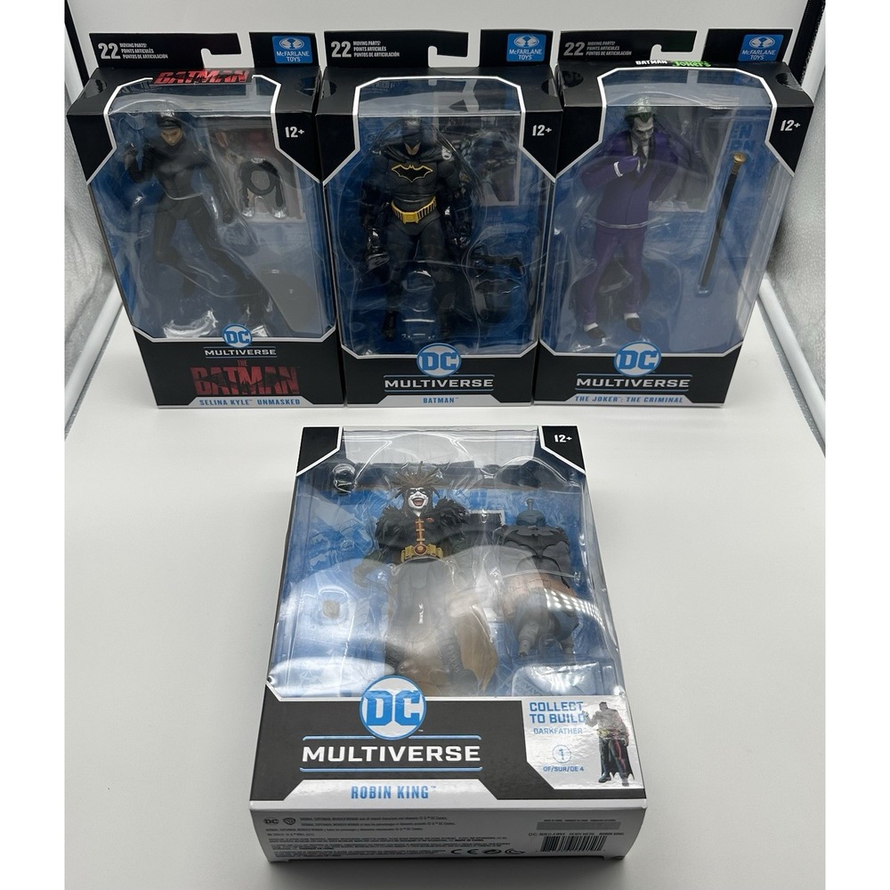 MCFARLANE DC MULTIVERSE BATMAN JOKER ROBIN KING SELINA KYLE 4 FIGURE LOT
